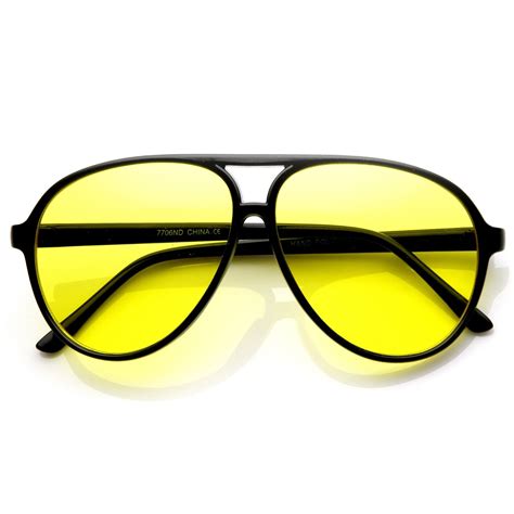 Retro 1980s Aviator Yellow Driving Lens Sunglasses Zerouv