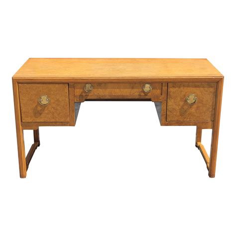 Thomasville Mid-Century Modern Exotic Burl Wood Writing Desk | Chairish