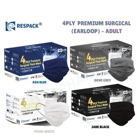 Respack 4 Ply Premium Earloop Surgical Face Mask 50pcs Adult Shopee