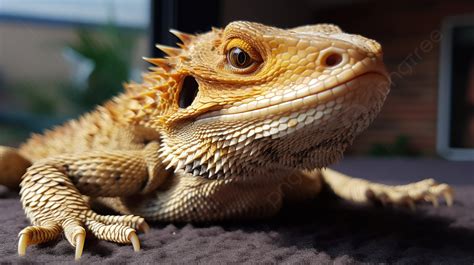 An Orange Skinned Bearded Dragon Looking At The Camera Background Show