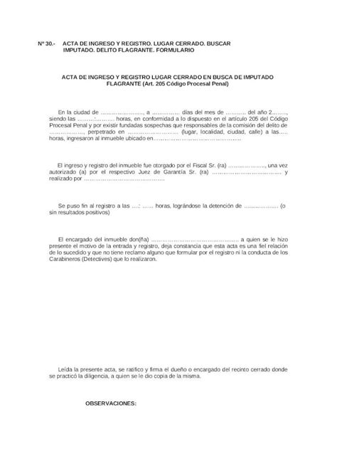 Doc N Acta De Ingreso Y Registro Lugar Cerrado Buscar Imputado