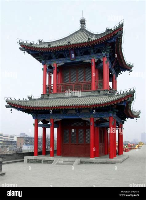 traditional building upon the city wall of Xian, a city in China Stock Photo - Alamy