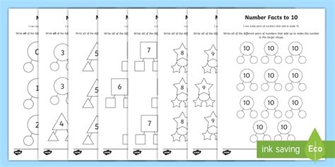 Number Facts Within 10 Part Whole Worksheets Teacher Made