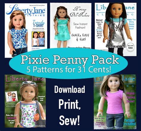 Pixie Faire Liberty Jane 5 Patterns Bundle Doll Clothes Etsy