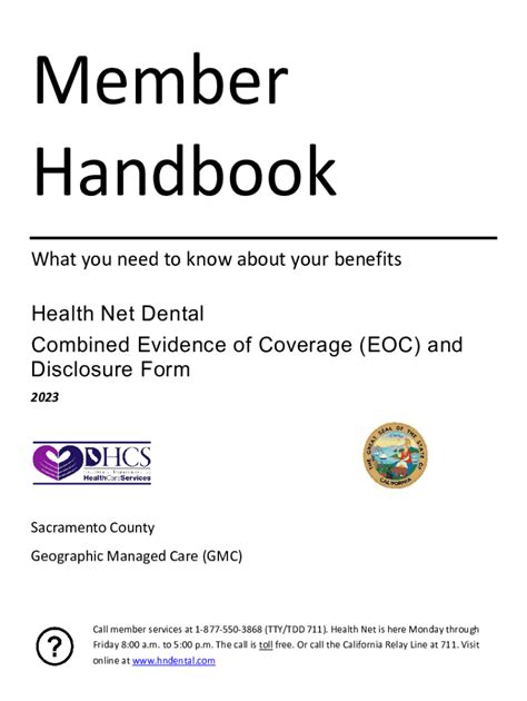 Fillable Online Health Net Dental Combined Evidence Of Coverage EOC