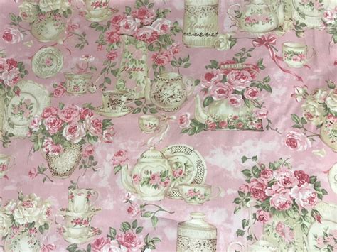 Pink Shabby Chic Style Floral Fabric Rose Garden Teacup Etsy