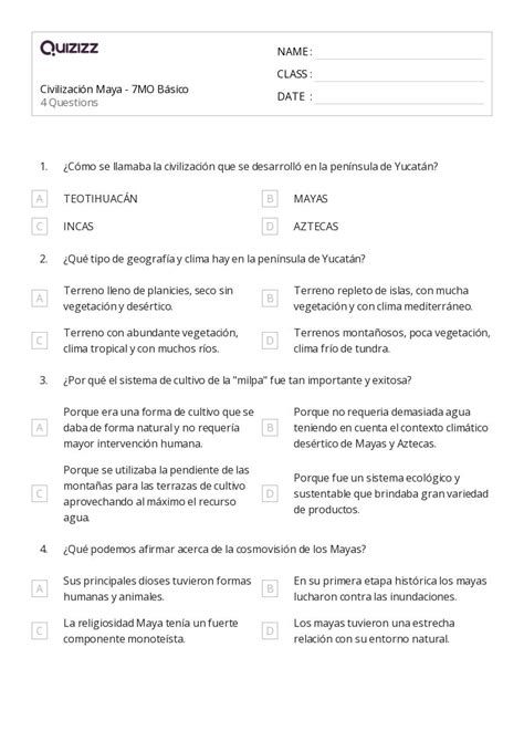 Civilizaci N Maya Hojas De Trabajo En Quizizz Gratis E Imprimible