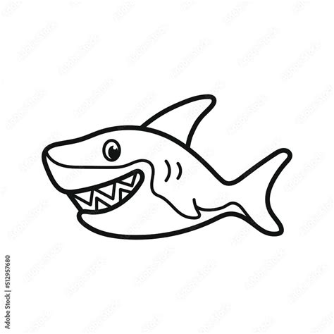 Sweet Shark. Sharp shark teeth. Coloring. Black and white vector ...