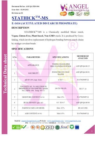 Modified Starch Food Grade Stathicktm Ms E1414 Acetylated Distarch