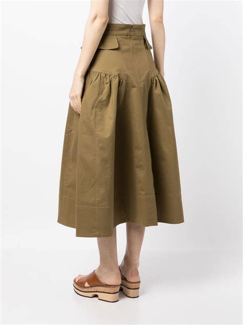 Ulla Johnson High Waist Cotton Midi Skirt Farfetch