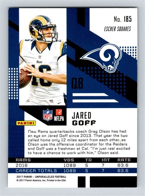 Panini Unparalleled Lime Green Jared Goff For Sale Online