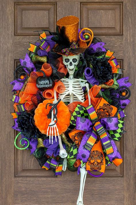 Wreath | Halloween wreath, Halloween decorations, Halloween deco mesh