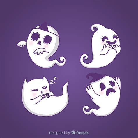 Colecci N Adorable De Fantasmas De Halloween Dibujados A Mano Vector