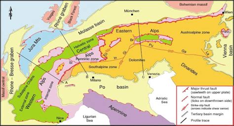 4 A Modern Tectonic Map Of The Western And Central Alps Showing The