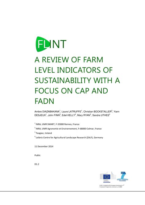 Pdf A Review Of Farm Level Indicators Of Sustainability With A Focus