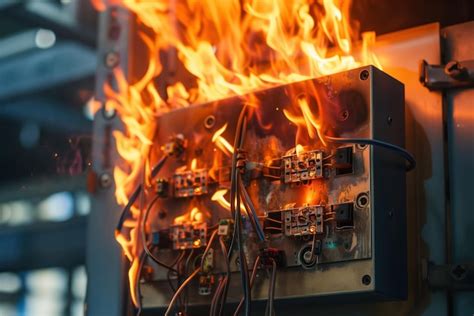 premium photo electrical panel caught fire due  short circuit