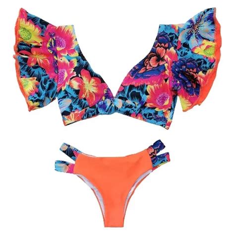 Bañador De Bikini Con Volantes Para Mujer Bikinis Tanga Cuotas sin