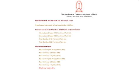 Icmai December Cma Inter And Final Exam Results Are Here Bcc