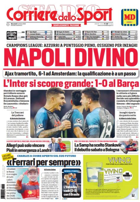 Prima Pagina Corriere Dello Sport Napoli Divino