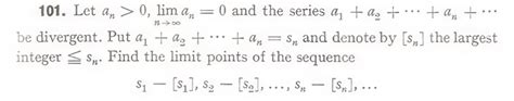 sequences  series limit points  fractional parts  diverging