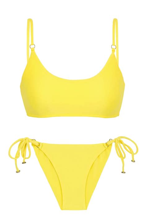 Shop Online Now Rio De Sol Lemon Yellow Side Tie Bikini With Bra Top