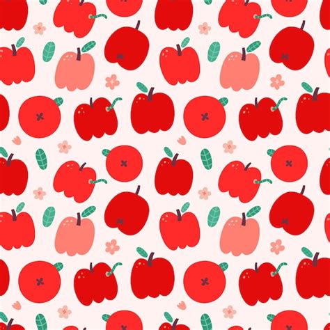 Premium Vector Red Apples Seamless Pattern