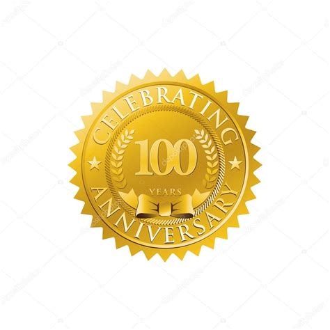 100th Anniversary Golden Badge Logo — Stock Vector © Ariefpro 86382298