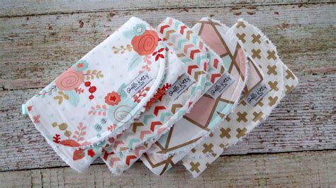 Baby Burp Cloths - Baby Girl Burp Cloths - Mint Blush Rose Burp Cloths