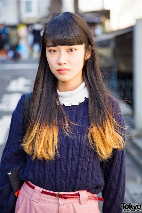 Harajuku Girl W Dip Dye Hair And Wide Pants Vs Guy In Ralph Lauren