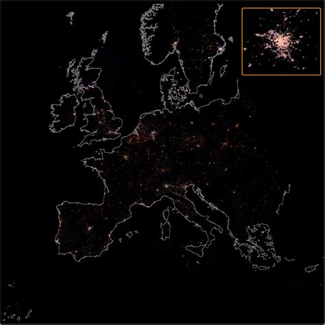 ESA - Colour map of Europe at night