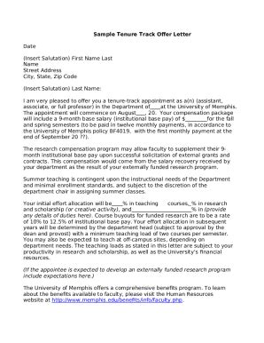 Template For Tenure Track Offer Letter Doc Template Pdffiller