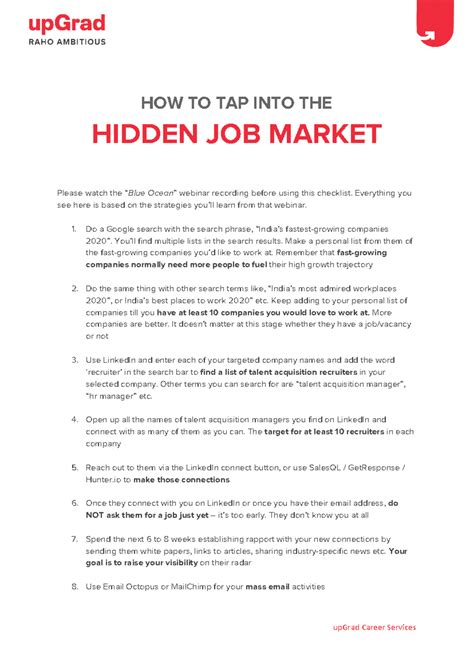 How To Tap Into The Hidden Job Market - HOW TO TAP INTO THE HIDDEN JOB