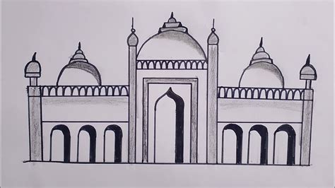 How To Draw Mosque Step By Step Masjid Drawing Sowa Moni Arts Youtube