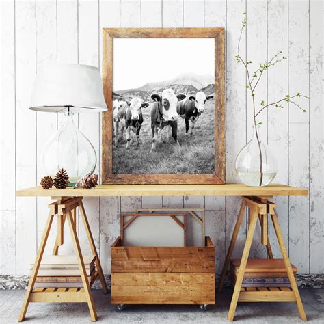 Cow Print Modern Farmhouse Wall Art Farm House Decor Cow Etsy