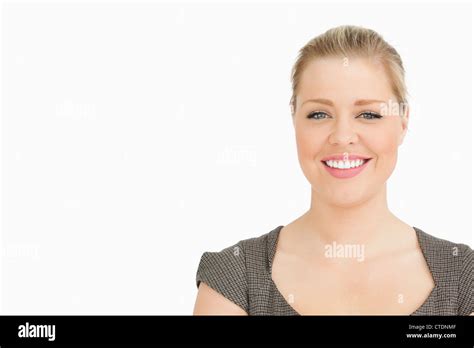 Blonde Woman Smiling Stock Photo Alamy