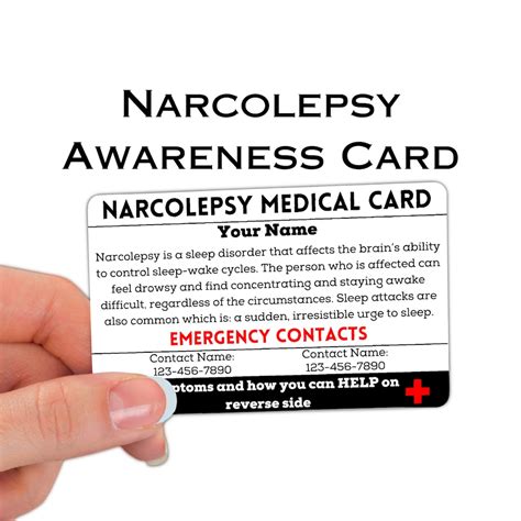 Narcolepsy Medical Alert Card Emergency Contacts Tag Narcolepsy