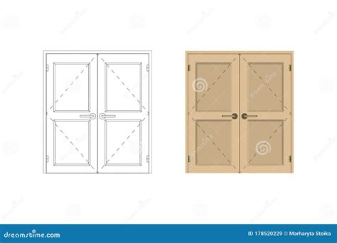 Double leaf door. stock vector. Illustration of bedroom - 178520229