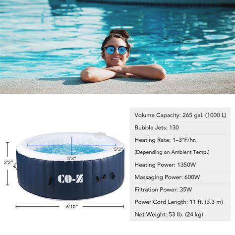 CO Z Portable Inflatable Hot Tub Spa Air Jets W Pump Cover Person New EBay