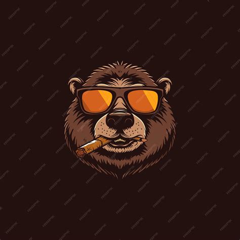 Vector illustration of a unique otter in a business suit and smoking a