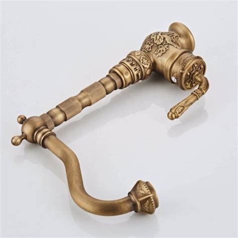 Luxury Style Antique Brass Kitchen Faucet Cold And Hot Water Mixer Single Handle 360 Degree