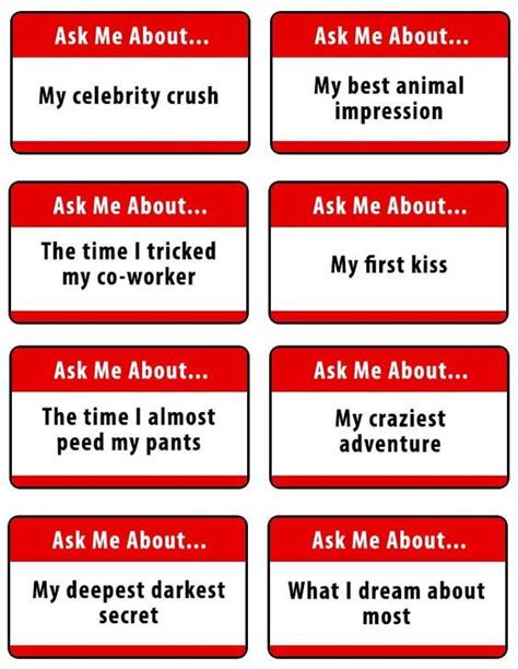 Ice Breaker Game For A Large Group Of Adults Ask Me About Takes Simple Questions And Turns Them