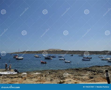 The Beach of Qawra City in Malta. Qawra, St Paul`s Bay, Malta Editorial ...