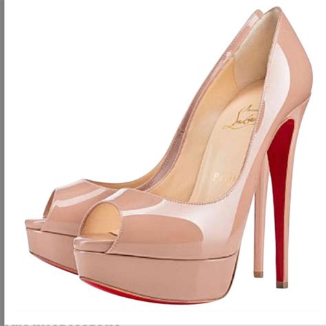 Christian Louboutin Cream Patent Nude Lady Peep P Gem