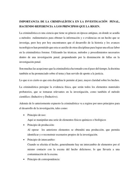 Importancia De La Criminalística En La Investigación Penal Haciendo