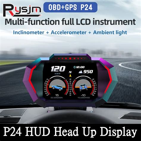 P24 Head Up Display Car HUD With LCD Screen OBD2 GPS Dual System