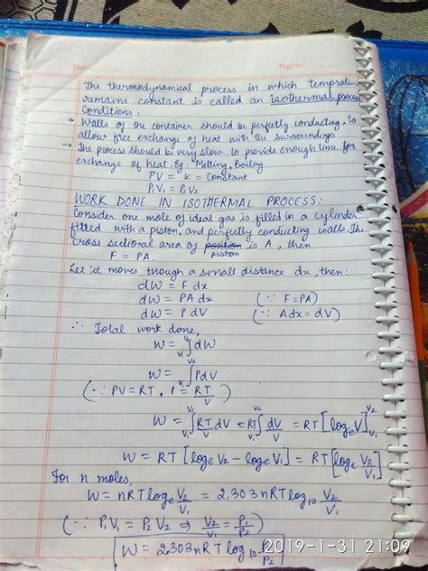 What Is Isothermal Process Calculate Work Done Of An Ideal Gass Of One