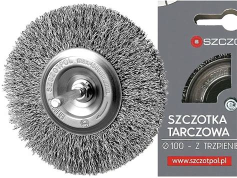 SZCZOTKA TARCZOWA DRUCIANA NA WIERTARKĘ Z TRZPIENIEM SZCZOTPOL 100 mm