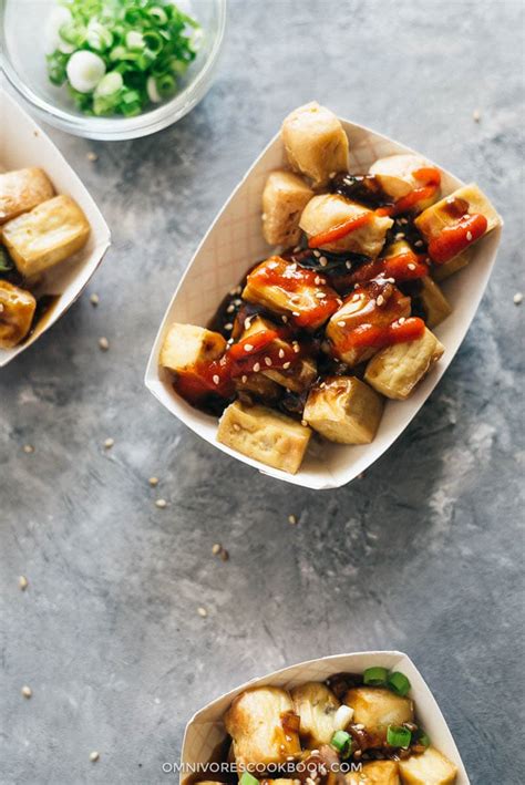 Crispy Tofu With Garlic Sauce Without Deep Frying Omnivores Cookbook