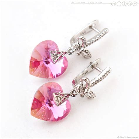 Золотые серьги с розовым камнем - 73 фото