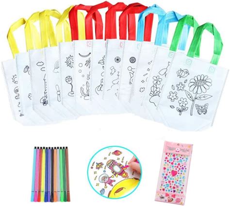 Heatigo Kinder Stoffbeutel Set 24 Stück Non Woven Tasche Zum Bemalen